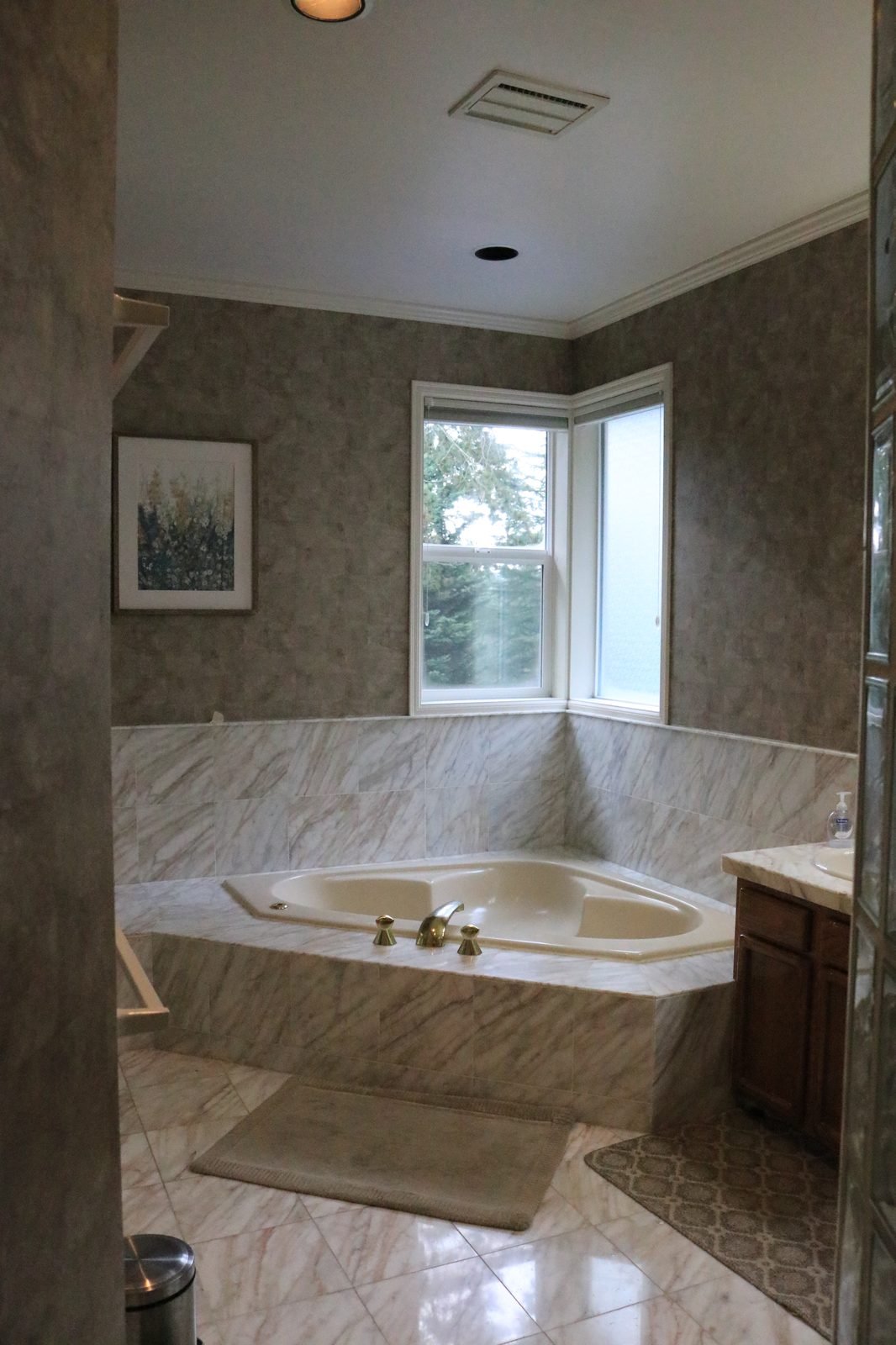 Before &mdash; Primary Bath - Marble and Glass