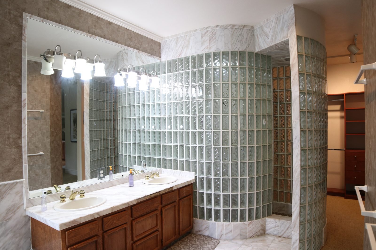 Before &mdash; Primary Bath - Marble and Glass