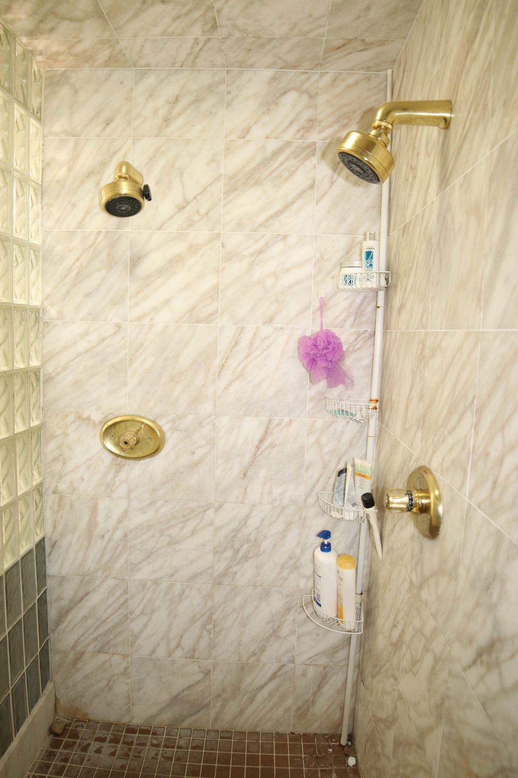 Before &mdash; Primary Bath - Marble and Glass