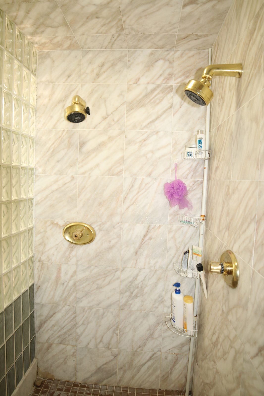 Before &mdash; Primary Bath - Marble and Glass