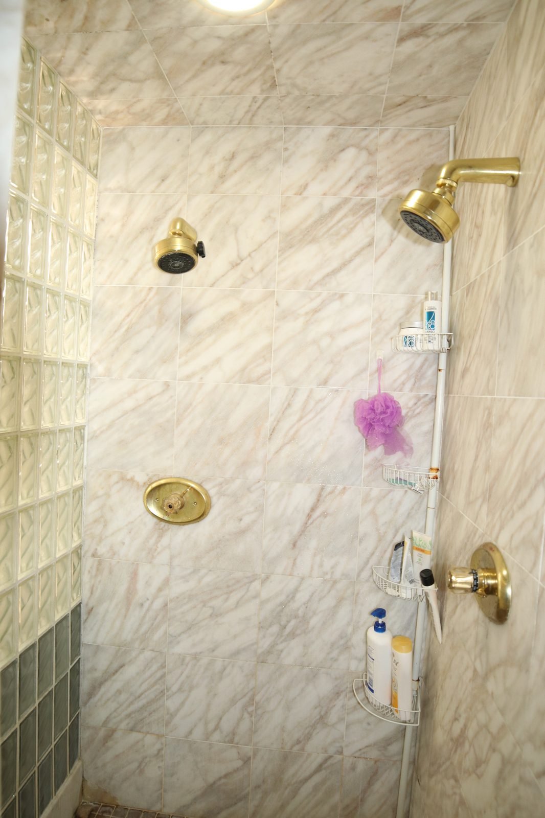Before &mdash; Primary Bath - Marble and Glass