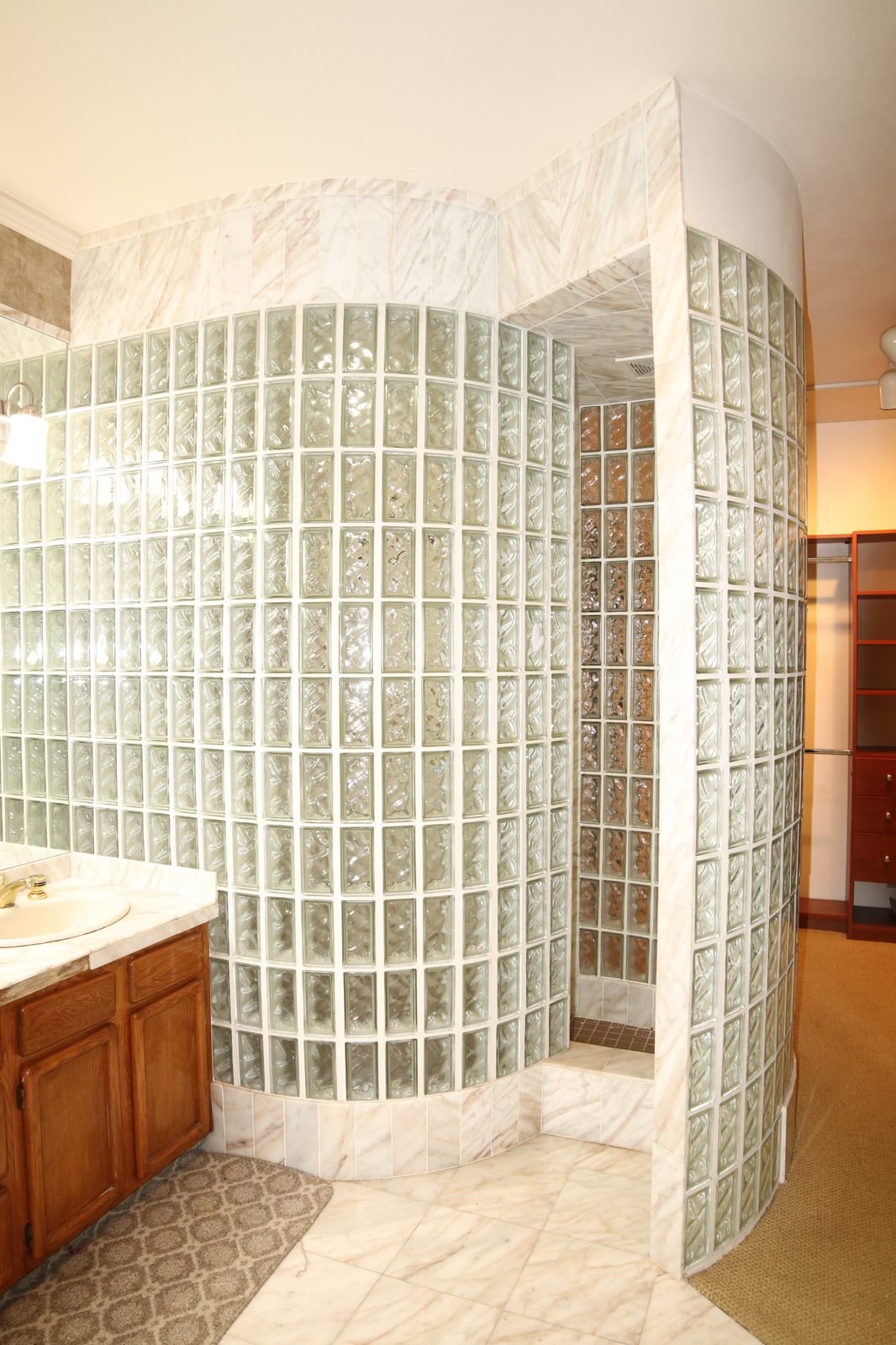 Before &mdash; Primary Bath - Marble and Glass