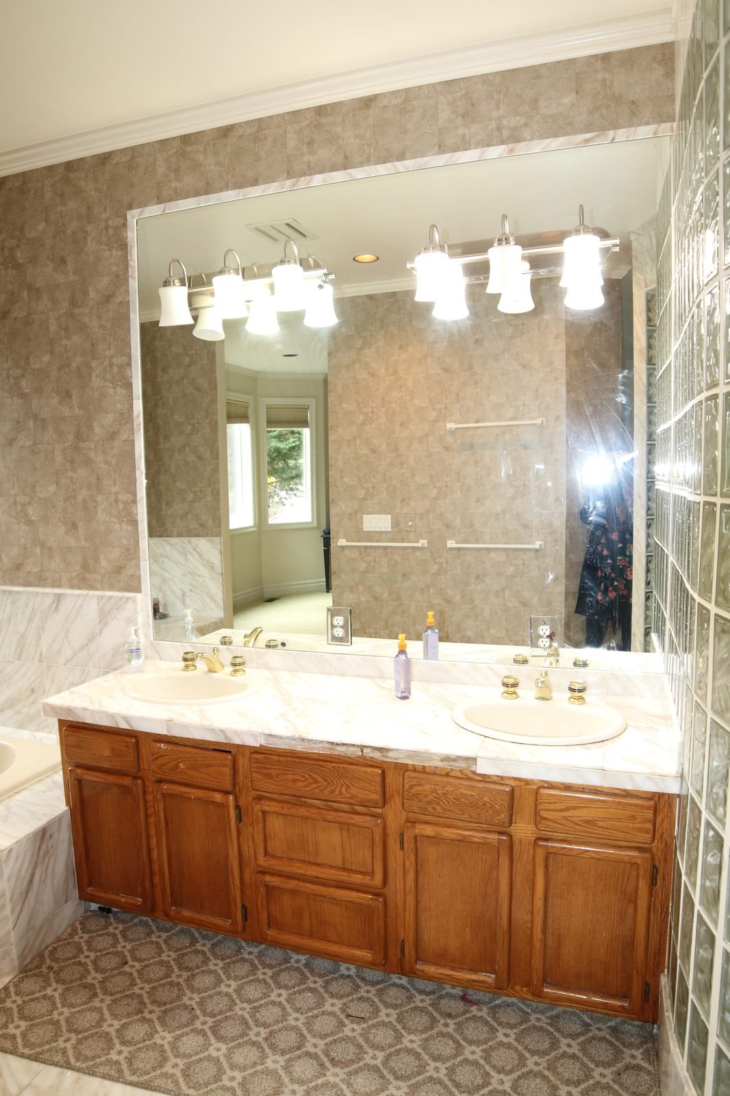 Before &mdash; Primary Bath - Marble and Glass