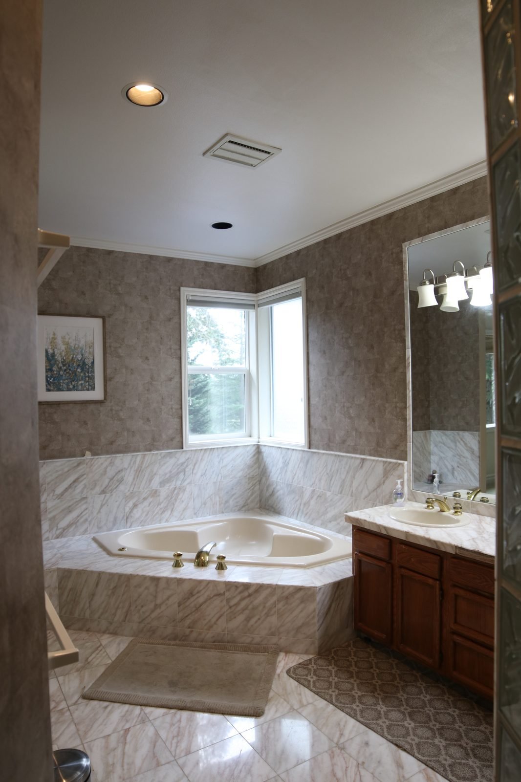 Before &mdash; Primary Bath - Marble and Glass