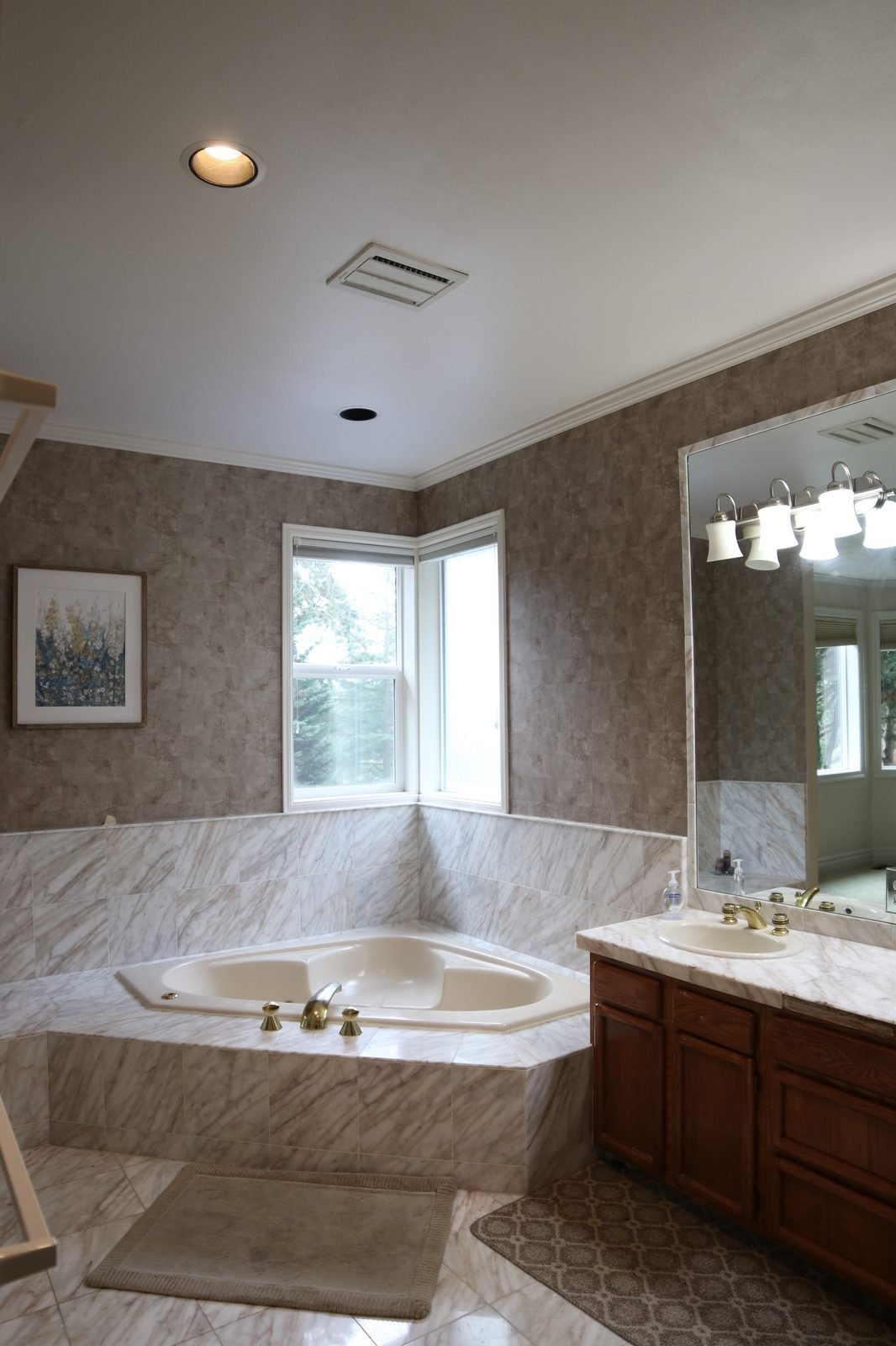 Before &mdash; Primary Bath - Marble and Glass