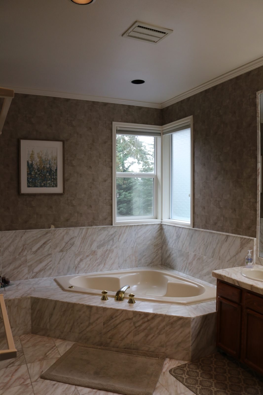 Before &mdash; Primary Bath - Marble and Glass
