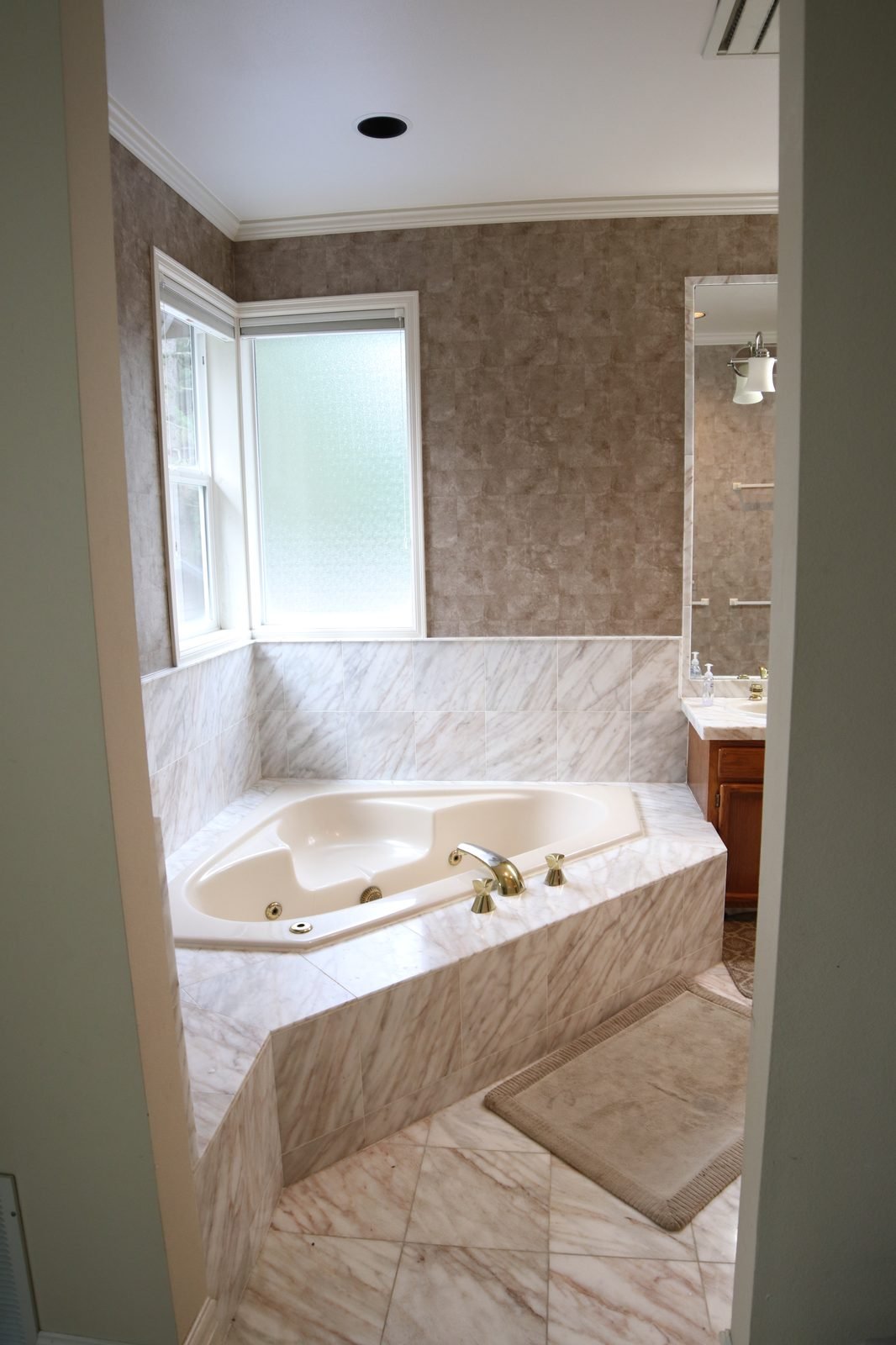 Before &mdash; Primary Bath - Marble and Glass