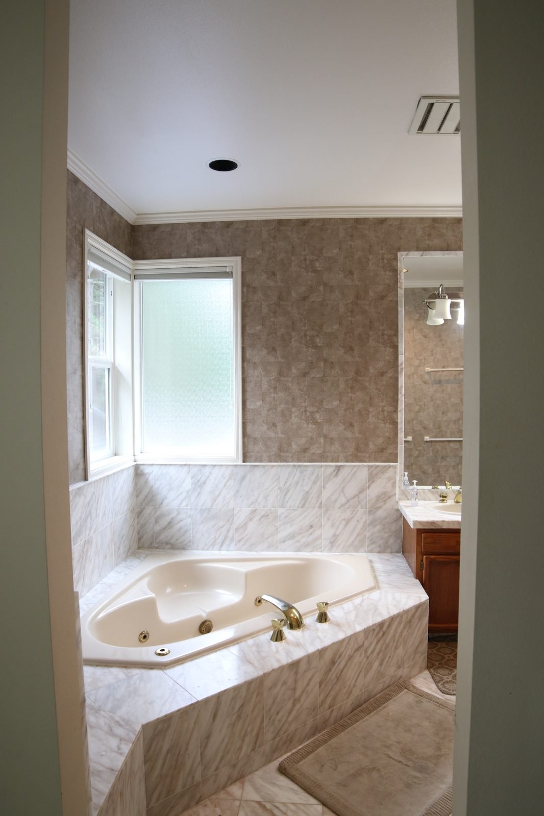 Before &mdash; Primary Bath - Marble and Glass