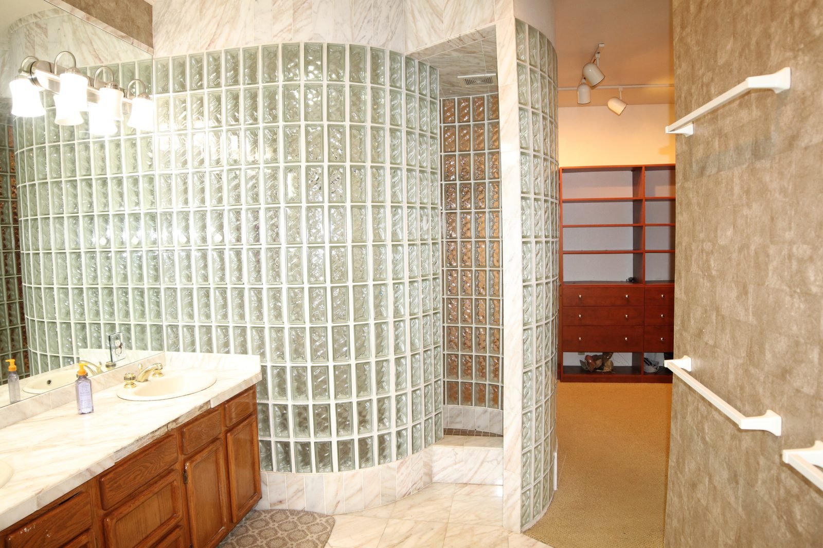 Before &mdash; Primary Bath - Marble and Glass