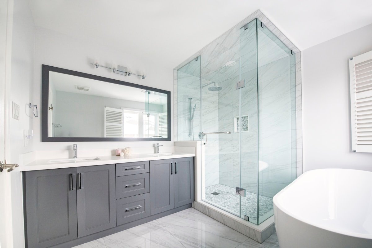 Bathroom renovation with custom tile work