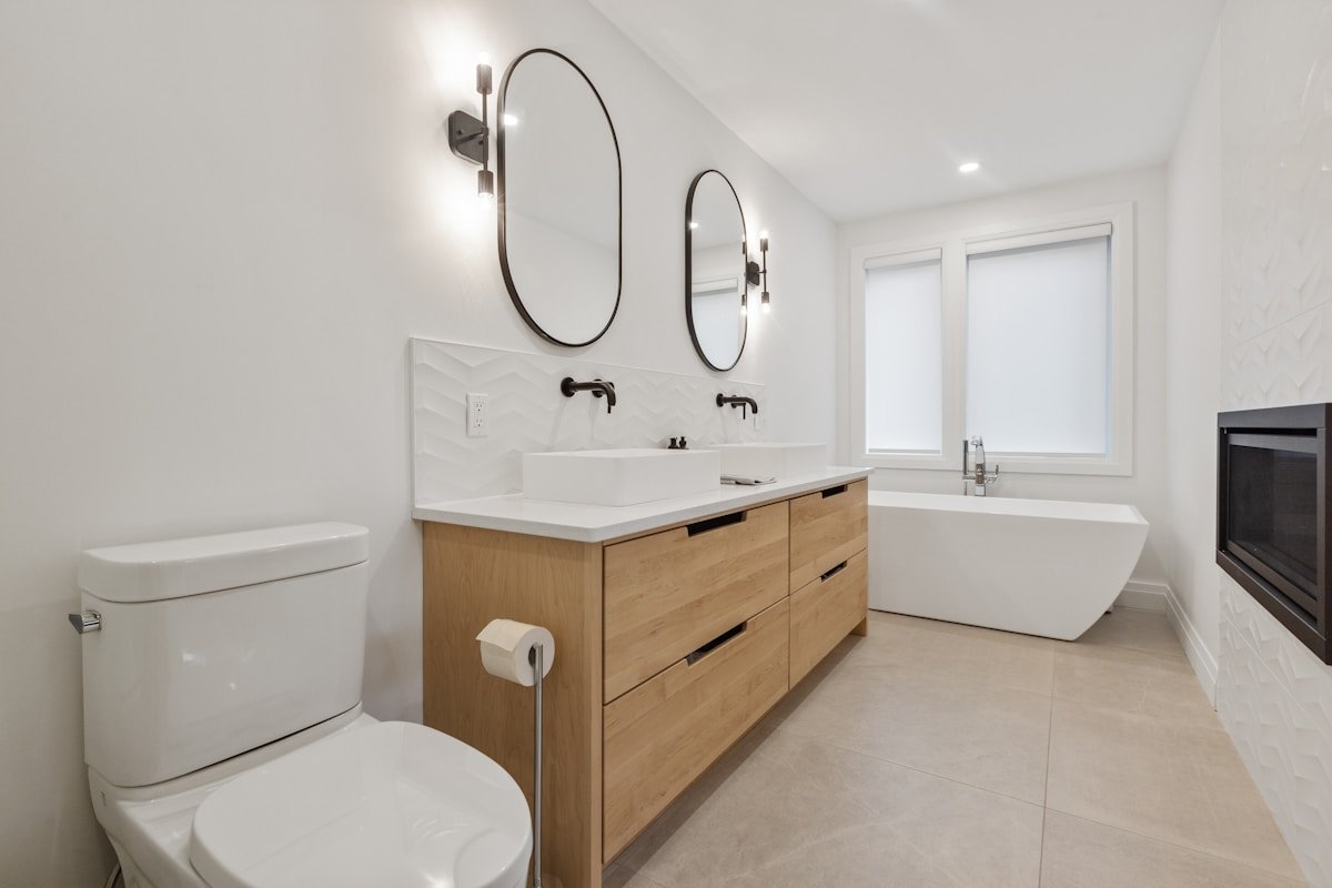 Elegant bathroom renovation with double vanity