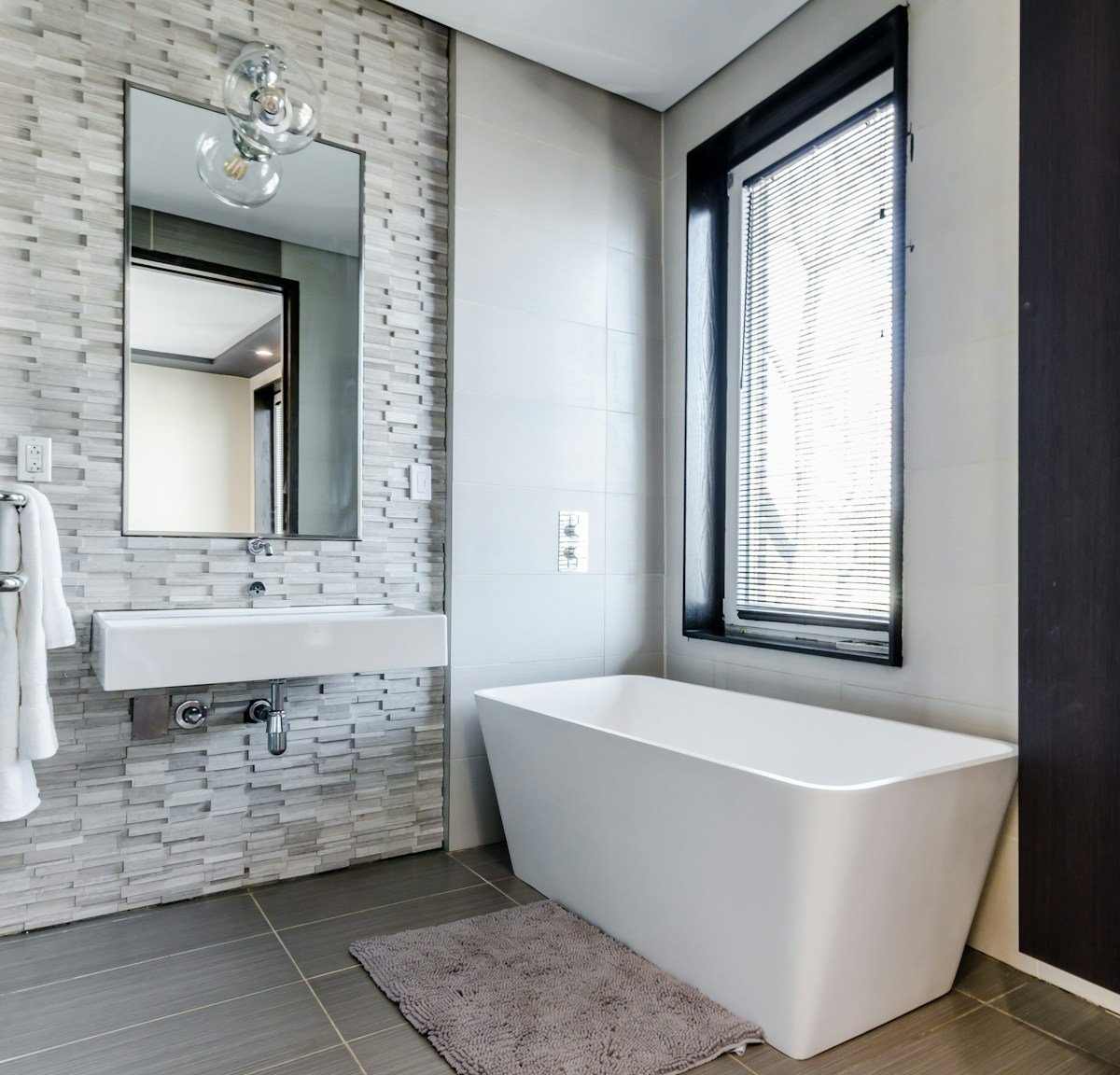 Modern bathroom remodel with walk-in shower
