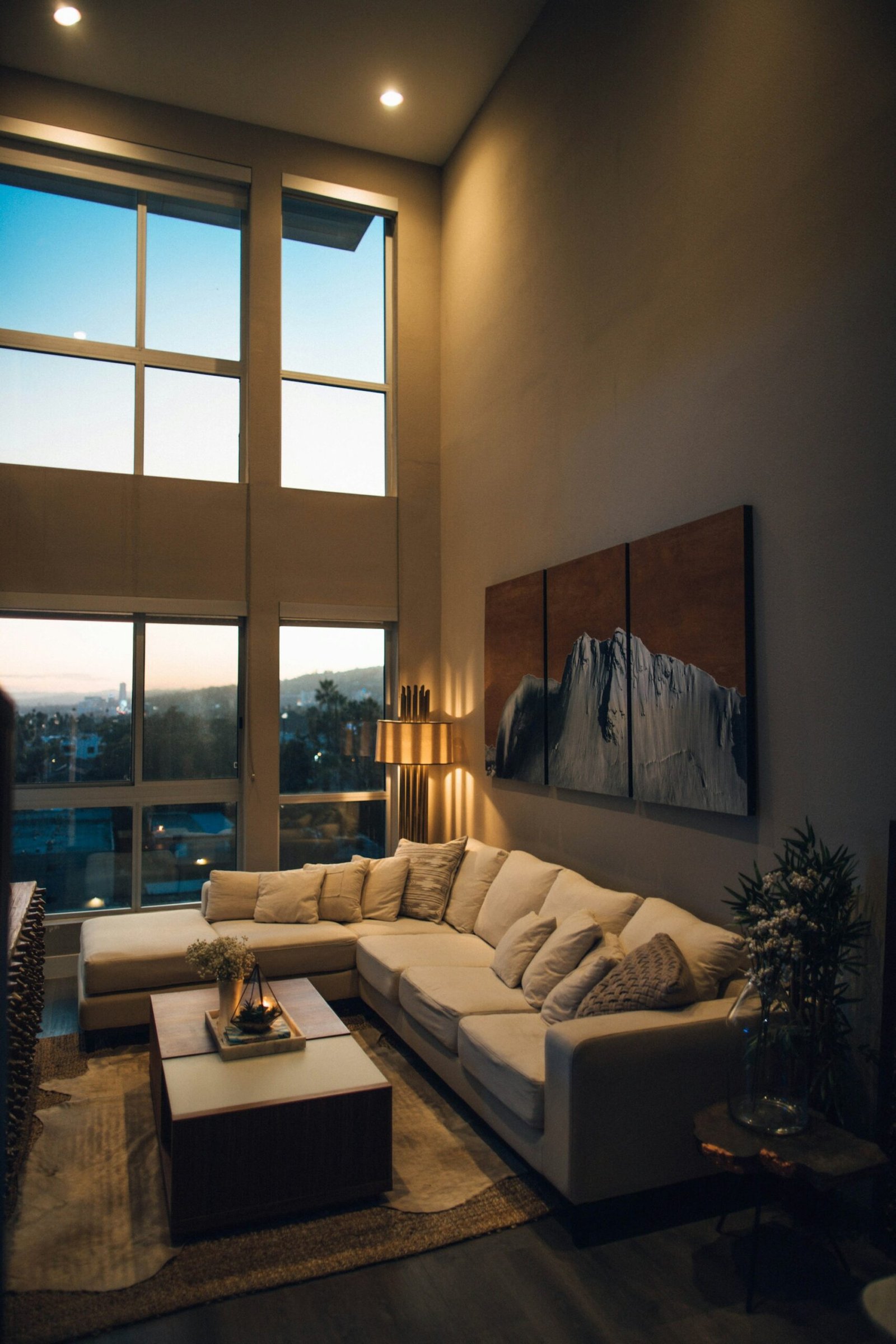 Luxury living room at night